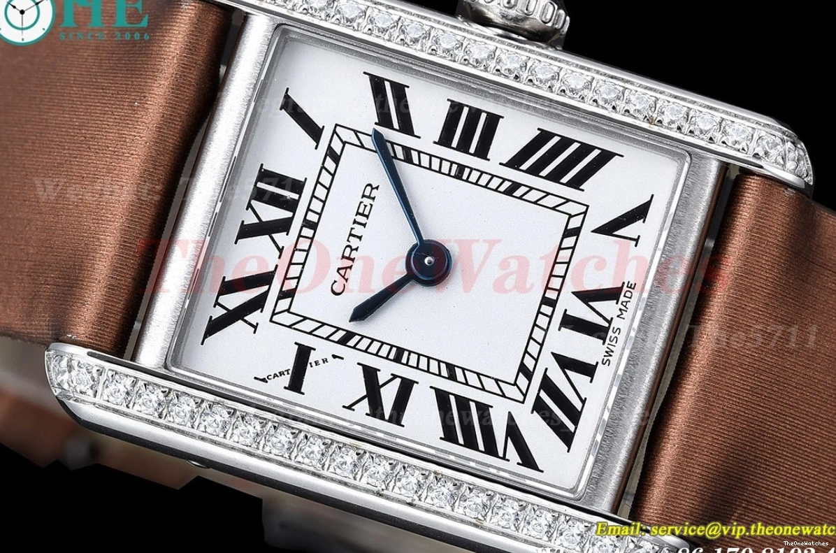 On Must Quartz Strap Satin Bezel Diamond Small Tank Brown K11F 0318